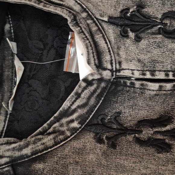 Soft Surroundings Charcoal Stretch Denim Embridered Jacket 3x - Picture 5 of 12